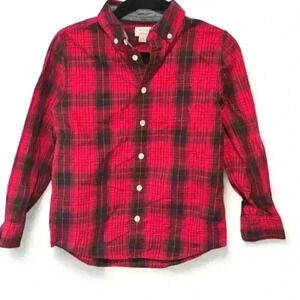 Gymboree Boys' M Red Plaid Long Sleeve Button-Up Shirt
